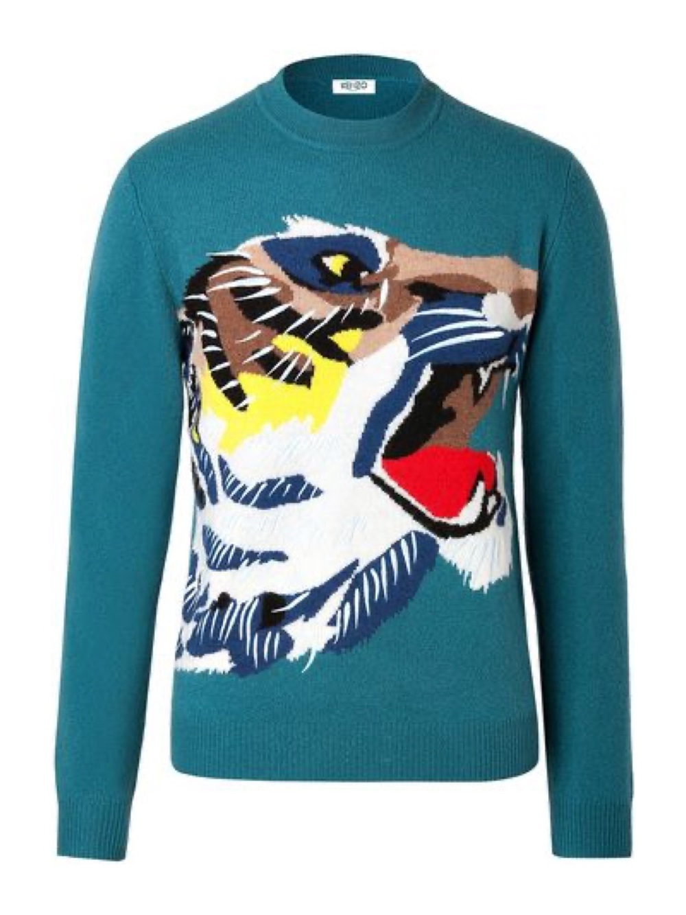 Kenzo Tiger Intarsia Wool Jumper in Blue Medium